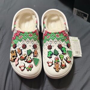 CROCS Festive Patterned Clogs with Charms